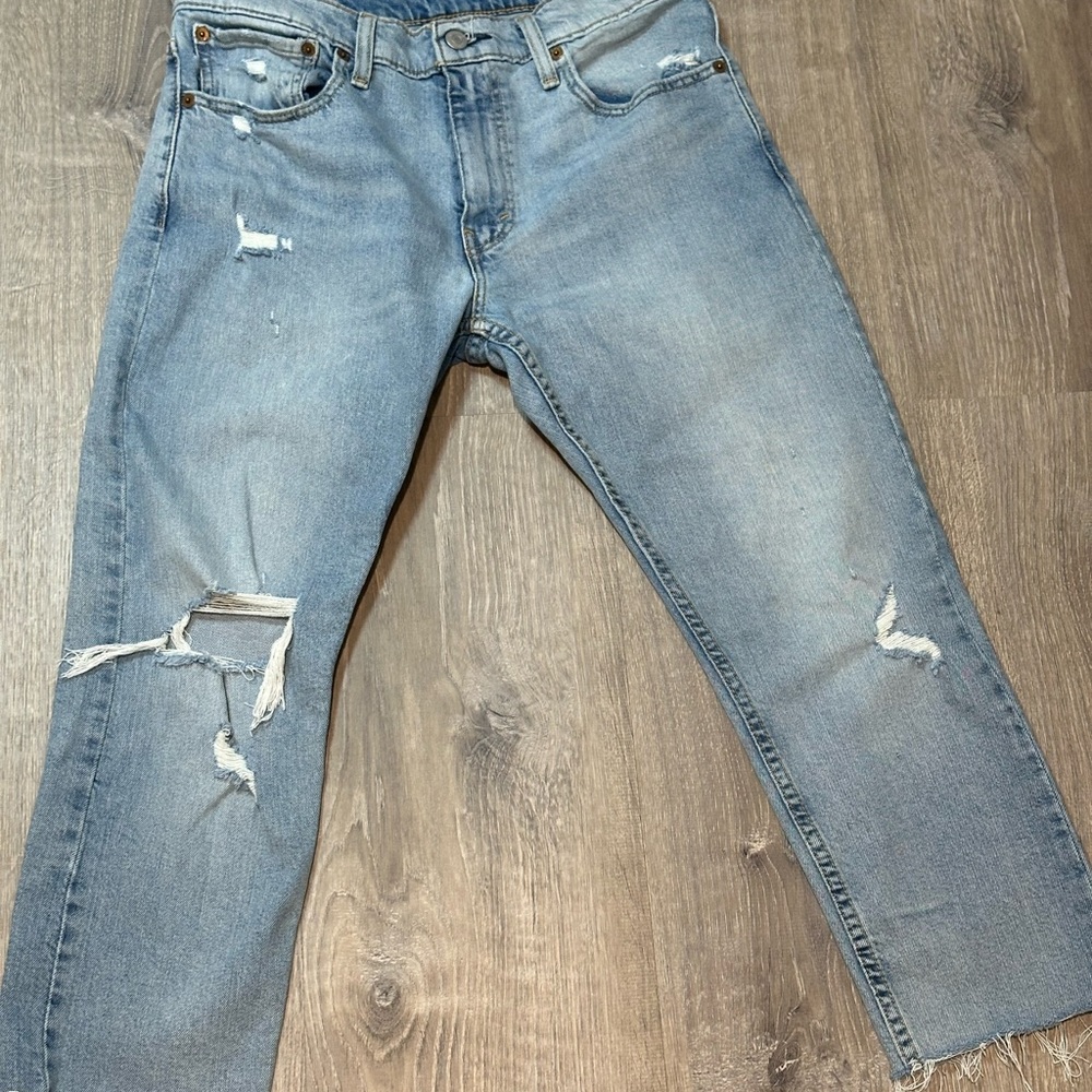 Levi's Light Blue Distressed Straight Jeans